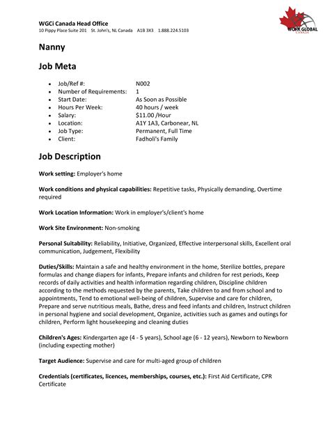 Nanny job description. Things To Know About Nanny job description. 